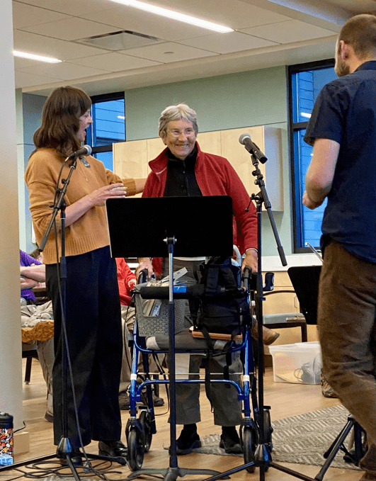 Resident and Hilary singing